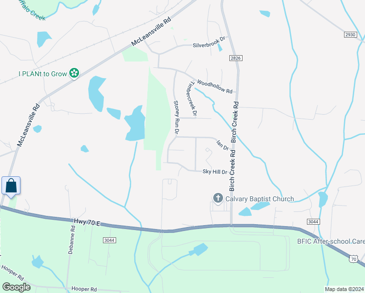 map of restaurants, bars, coffee shops, grocery stores, and more near 7 Stoud Circle in McLeansville