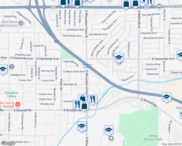 map of restaurants, bars, coffee shops, grocery stores, and more near Veterans Memorial Highway in Las Vegas