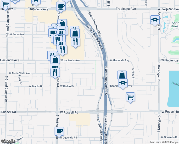 map of restaurants, bars, coffee shops, grocery stores, and more near 9188 Verdugo Ridge Court in Las Vegas
