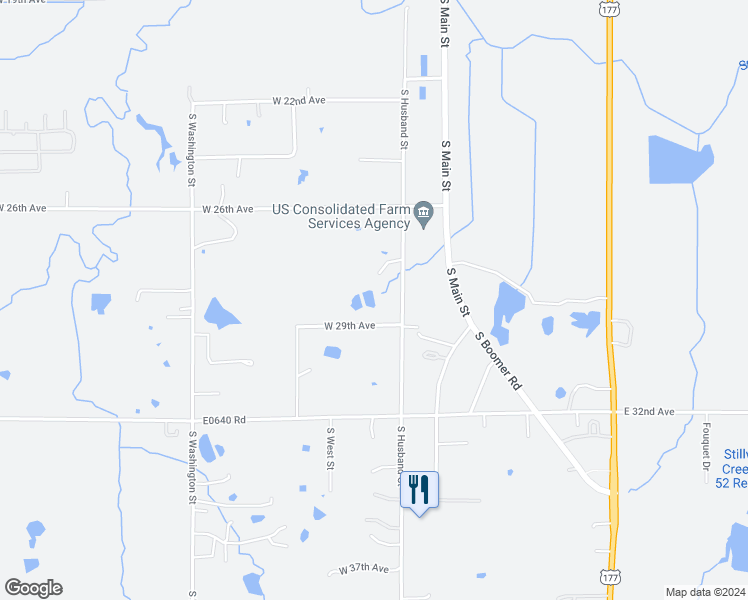 map of restaurants, bars, coffee shops, grocery stores, and more near 2800 South Husband Street in Stillwater
