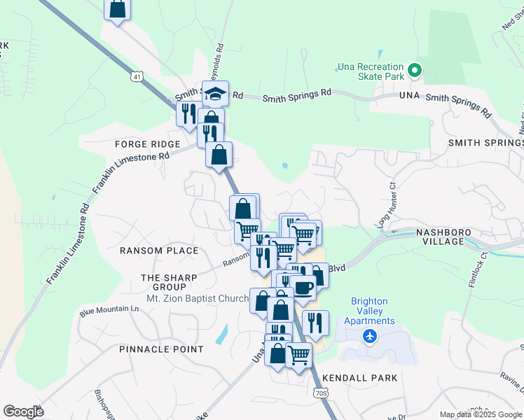 map of restaurants, bars, coffee shops, grocery stores, and more near 746-794 Borowood Drive in Nashville