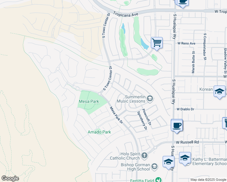 map of restaurants, bars, coffee shops, grocery stores, and more near 5385 Bristol Bend Court in Las Vegas