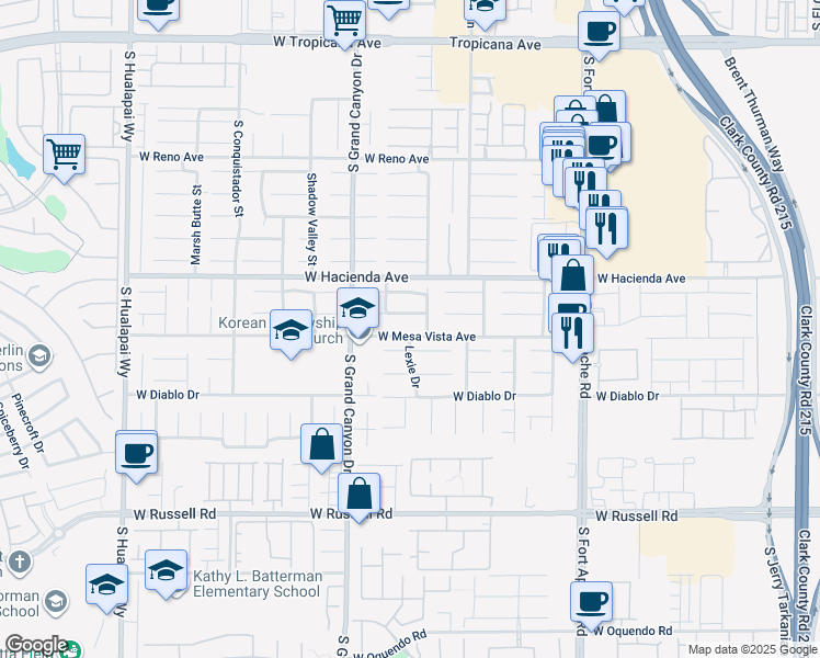 map of restaurants, bars, coffee shops, grocery stores, and more near 9694 West Mesa Vista Avenue in Las Vegas