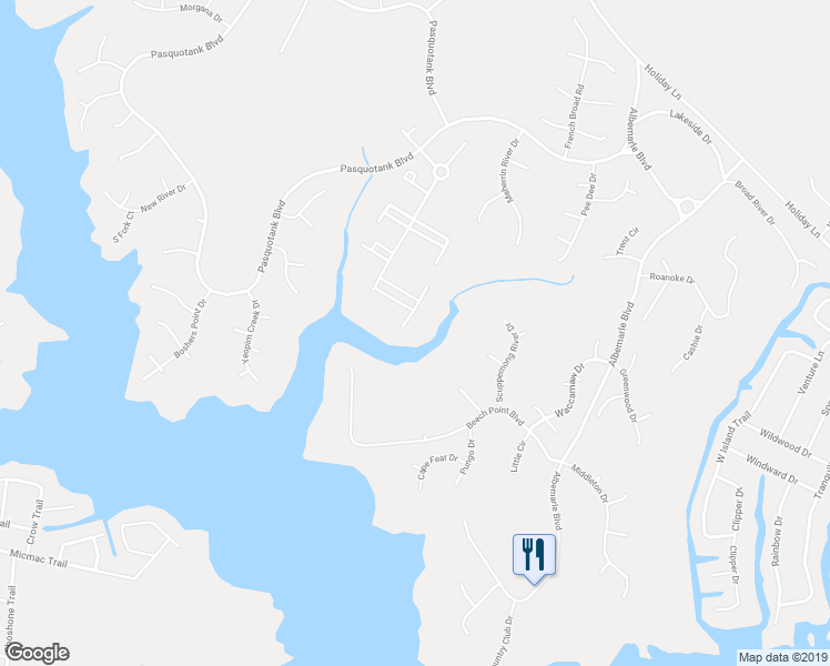 map of restaurants, bars, coffee shops, grocery stores, and more near 218 Megan Loop South in Hertford