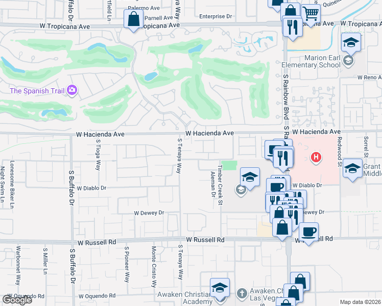 map of restaurants, bars, coffee shops, grocery stores, and more near 7306 Aspire Court in Las Vegas