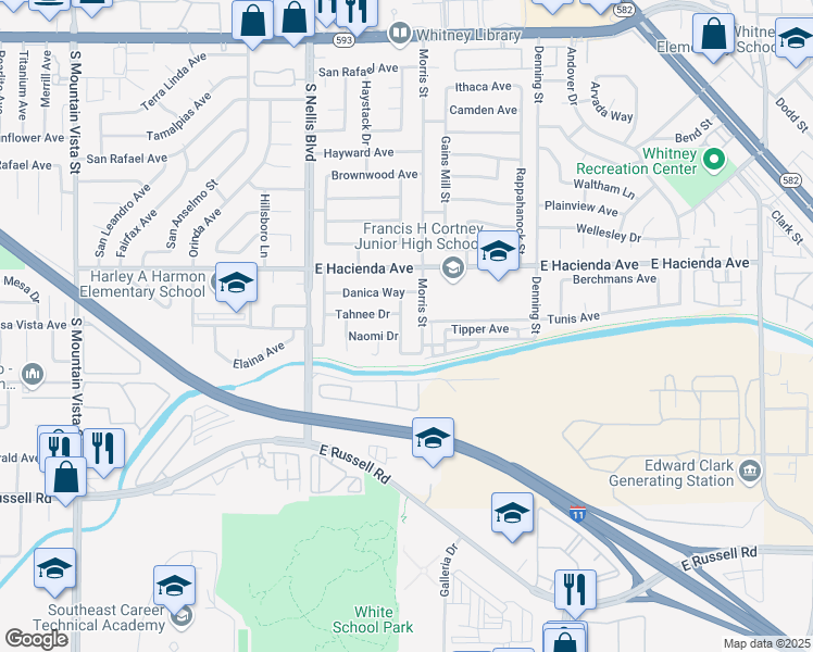 map of restaurants, bars, coffee shops, grocery stores, and more near 5408 Jocelyn Drive in Las Vegas