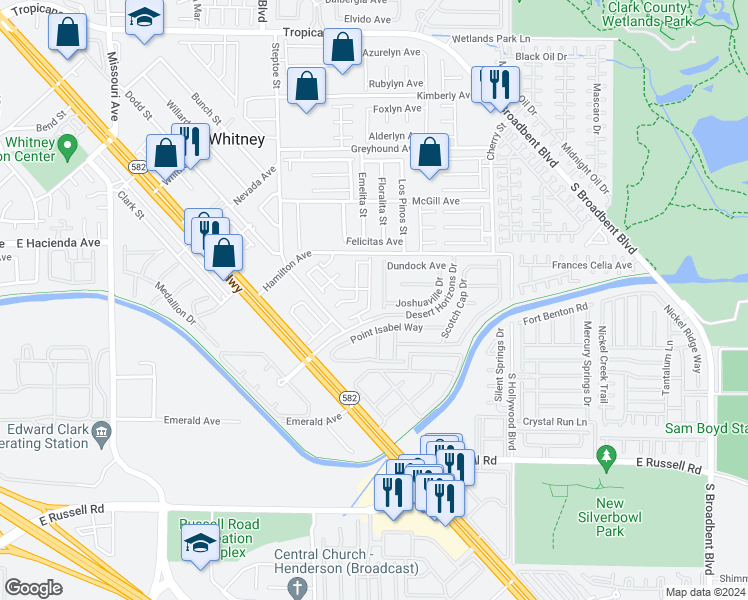 map of restaurants, bars, coffee shops, grocery stores, and more near 5408 Flowing Spring Street in Las Vegas