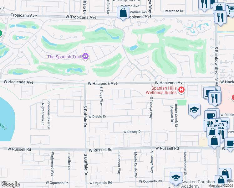 map of restaurants, bars, coffee shops, grocery stores, and more near 5347 Maroon Guava Street in Las Vegas