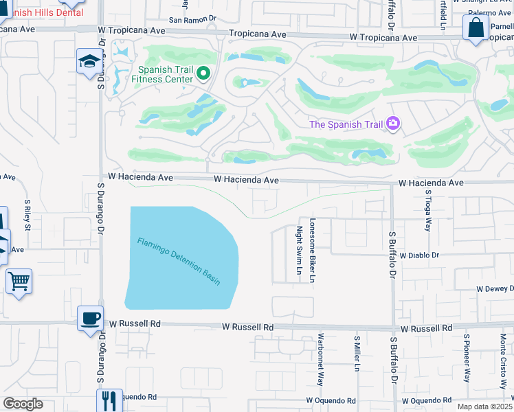 map of restaurants, bars, coffee shops, grocery stores, and more near 5366 South Homeria Street in Las Vegas