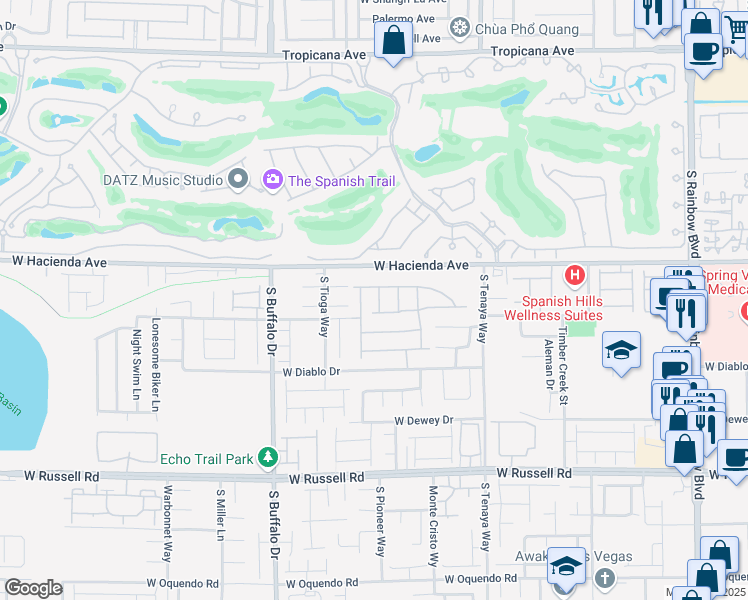 map of restaurants, bars, coffee shops, grocery stores, and more near 5347 Maroon Guava Street in Las Vegas