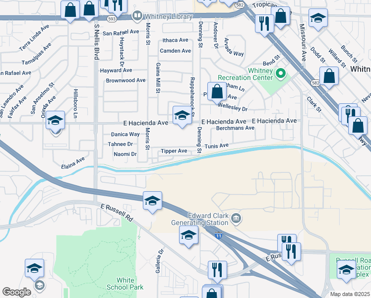 map of restaurants, bars, coffee shops, grocery stores, and more near 5340 Tipper Avenue in Las Vegas