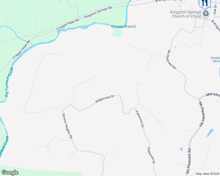 map of restaurants, bars, coffee shops, grocery stores, and more near 1008 Ridgecrest Drive in Kingston Springs
