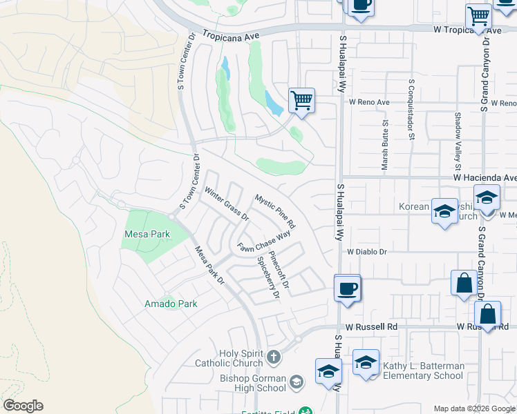 map of restaurants, bars, coffee shops, grocery stores, and more near 10410 Timber Star Lane in Las Vegas