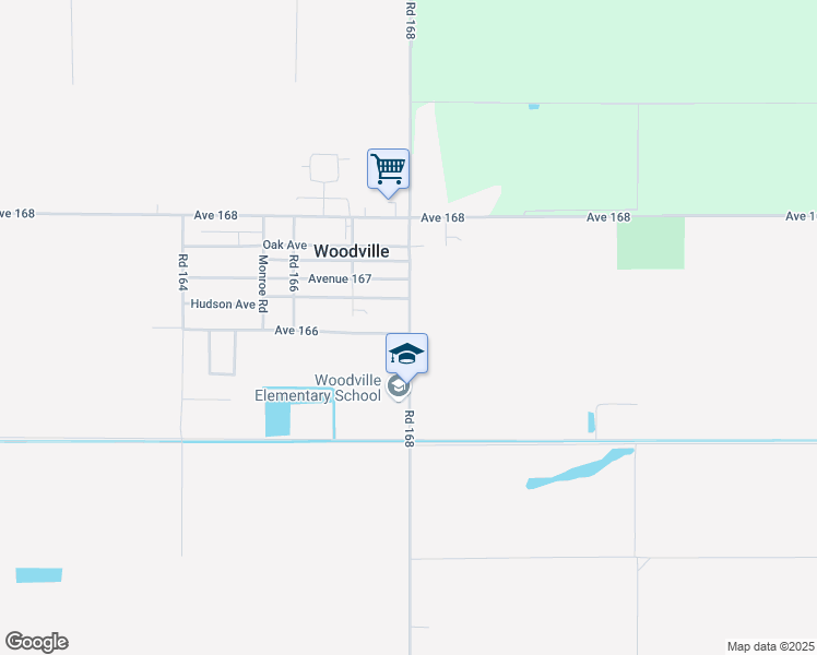 map of restaurants, bars, coffee shops, grocery stores, and more near 16541 Road 168 in Porterville