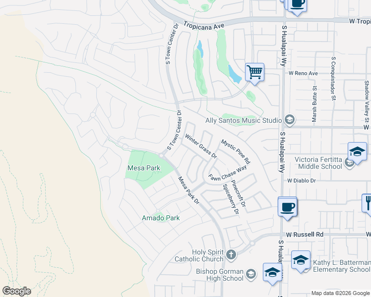 map of restaurants, bars, coffee shops, grocery stores, and more near 5357 Candlespice Way in Las Vegas
