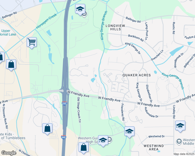 map of restaurants, bars, coffee shops, grocery stores, and more near 800 Carriage Crossing Lane in Greensboro