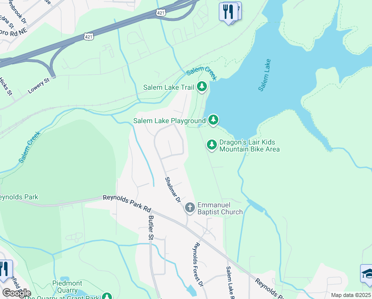 map of restaurants, bars, coffee shops, grocery stores, and more near 1040 Glenmont Road in Winston-Salem