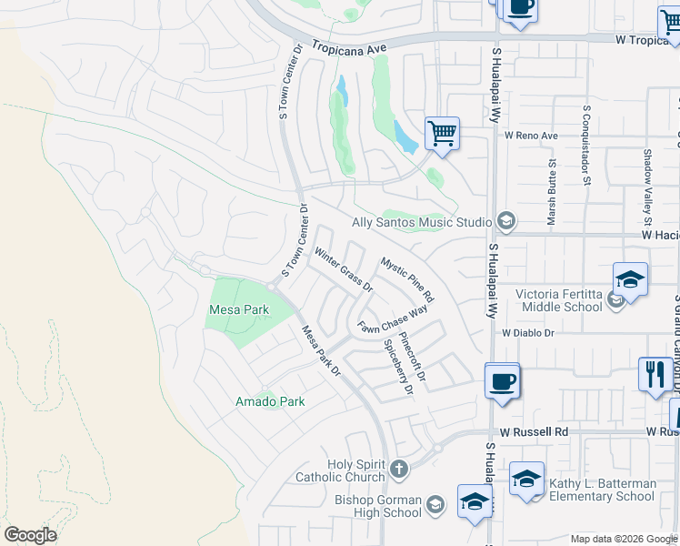 map of restaurants, bars, coffee shops, grocery stores, and more near 10537 Winter Grass Drive in Las Vegas