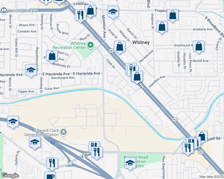 map of restaurants, bars, coffee shops, grocery stores, and more near 5375 Angler Circle in Las Vegas