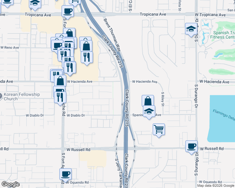 map of restaurants, bars, coffee shops, grocery stores, and more near 9164 Verdugo Ridge Court in Las Vegas