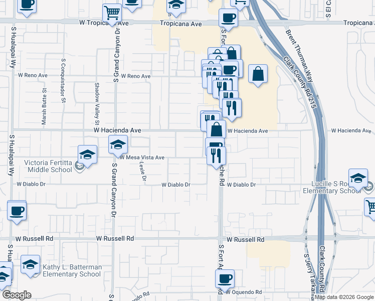 map of restaurants, bars, coffee shops, grocery stores, and more near 9534 Scottville Court in Las Vegas