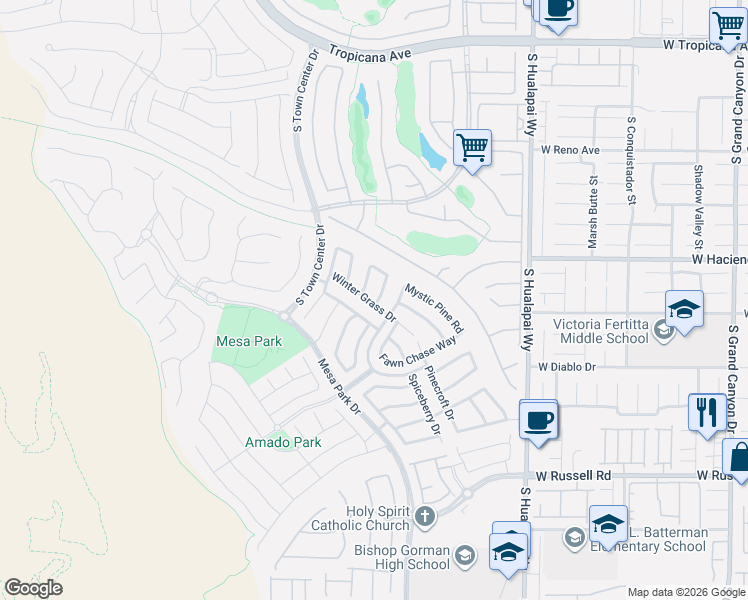 map of restaurants, bars, coffee shops, grocery stores, and more near 5358 Hollymead Drive in Las Vegas