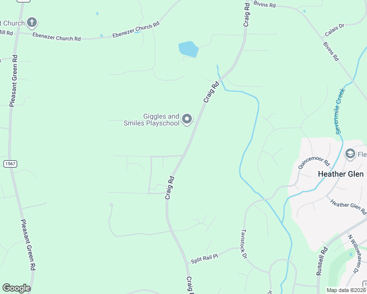 map of restaurants, bars, coffee shops, grocery stores, and more near 6117 Craig Road in Durham