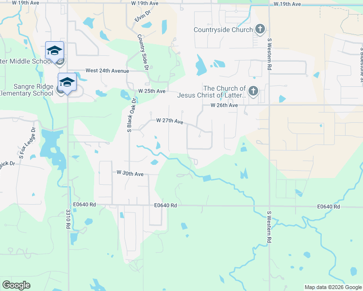 map of restaurants, bars, coffee shops, grocery stores, and more near 2720 South Quail Ridge Street in Stillwater