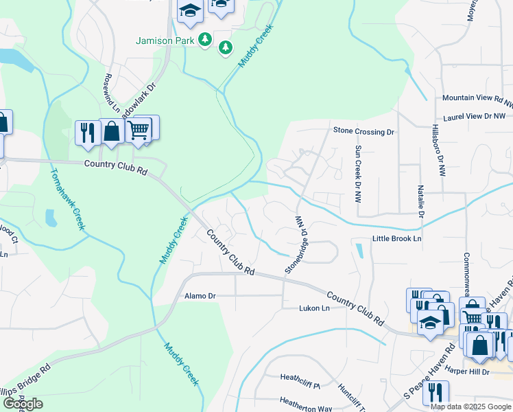 map of restaurants, bars, coffee shops, grocery stores, and more near 668 Balfour Road in Winston-Salem