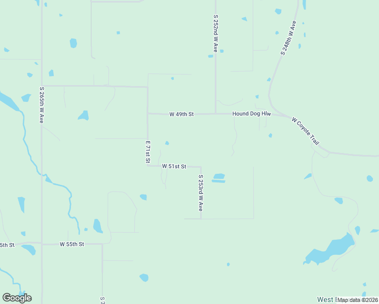 map of restaurants, bars, coffee shops, grocery stores, and more near 25319 West 51st Street in Sand Springs