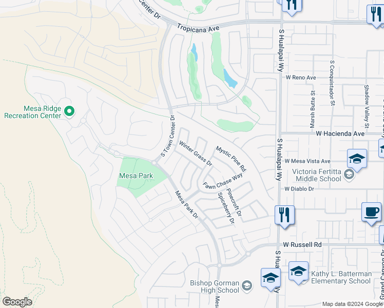 map of restaurants, bars, coffee shops, grocery stores, and more near 10507 Winter Grass Drive in Las Vegas