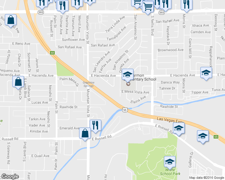 map of restaurants, bars, coffee shops, grocery stores, and more near 4755 Del Sueno Drive in Las Vegas