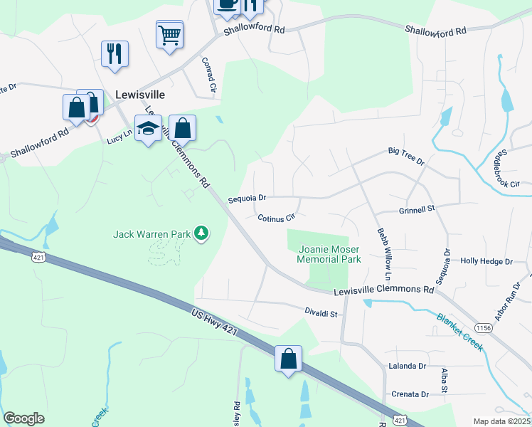 map of restaurants, bars, coffee shops, grocery stores, and more near 925 Cotinus Circle in Lewisville