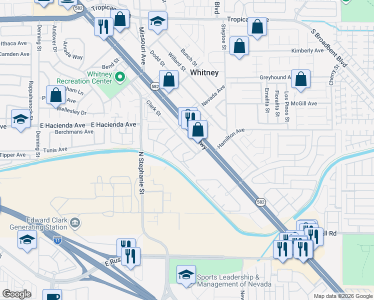 map of restaurants, bars, coffee shops, grocery stores, and more near 5330 Rod Court in Las Vegas