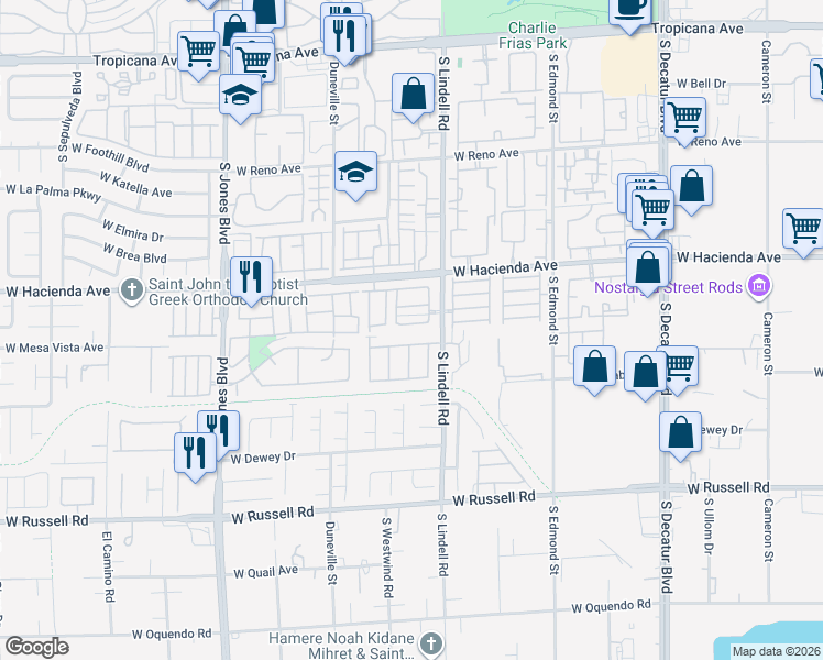 map of restaurants, bars, coffee shops, grocery stores, and more near 5594 Stomping Boots Avenue in Las Vegas