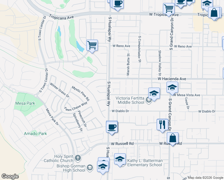 map of restaurants, bars, coffee shops, grocery stores, and more near 5365 Progresso Street in Las Vegas