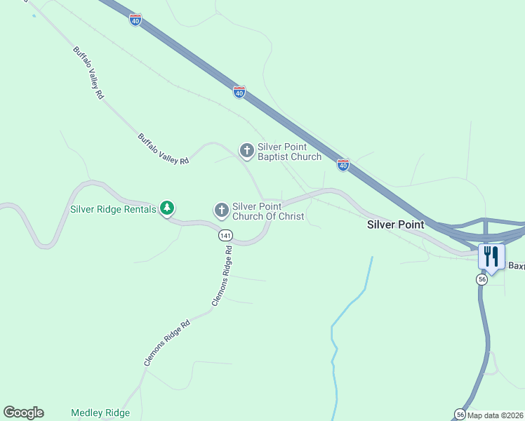 map of restaurants, bars, coffee shops, grocery stores, and more near 13856 Buffalo Valley Road in Silver Point
