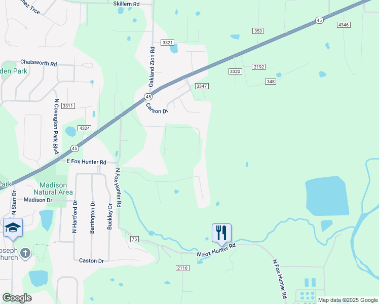 map of restaurants, bars, coffee shops, grocery stores, and more near 2283 North Malcolm Lane in Fayetteville