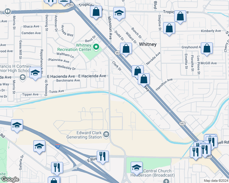 map of restaurants, bars, coffee shops, grocery stores, and more near 5375 Angler Circle in Las Vegas