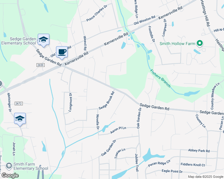 map of restaurants, bars, coffee shops, grocery stores, and more near 770 Sedge Garden Road in Kernersville
