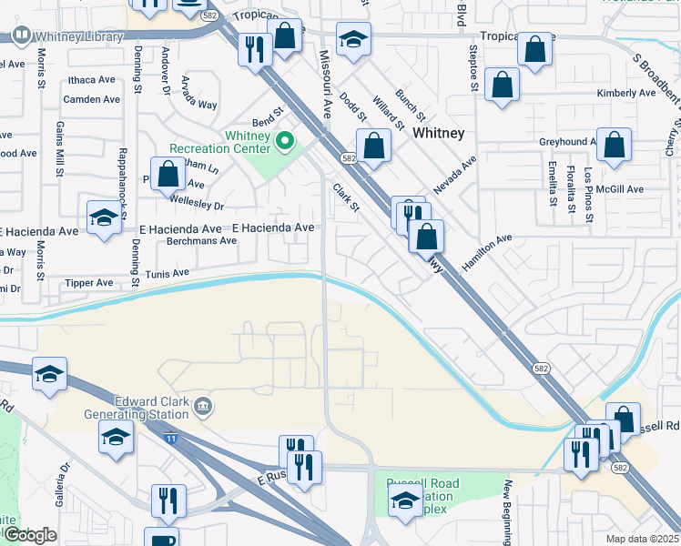map of restaurants, bars, coffee shops, grocery stores, and more near 5375 Angler Circle in Las Vegas