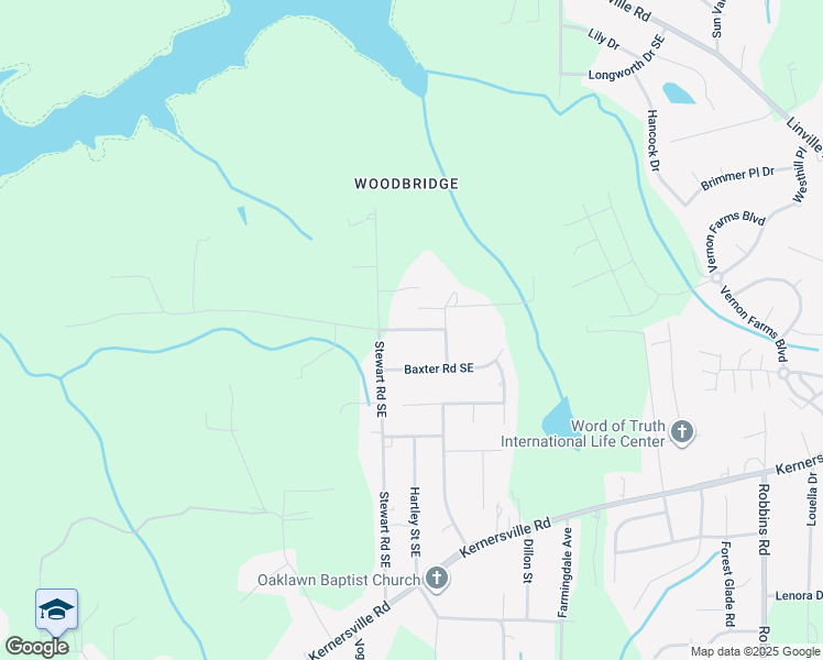 map of restaurants, bars, coffee shops, grocery stores, and more near Winter Garden Road in Winston-Salem