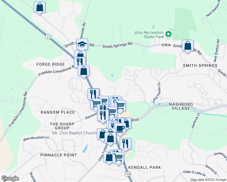 map of restaurants, bars, coffee shops, grocery stores, and more near 1900 Borowood Drive in Nashville