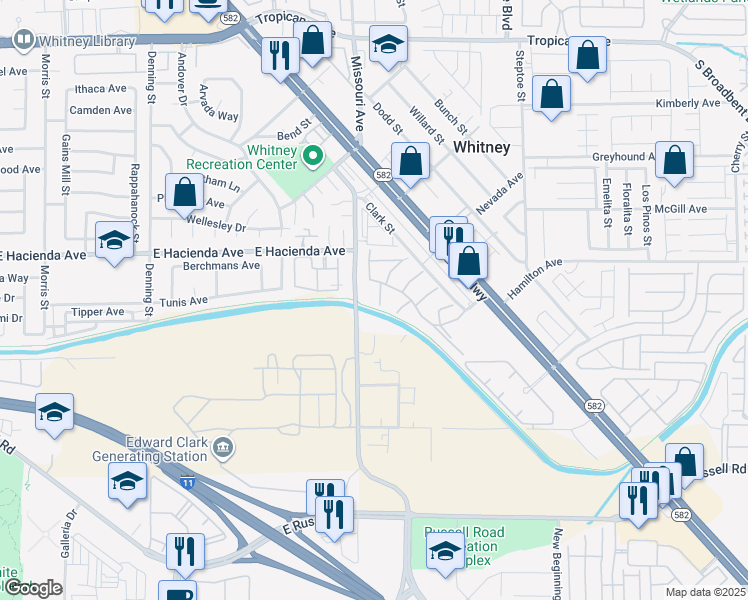 map of restaurants, bars, coffee shops, grocery stores, and more near 5375 Angler Circle in Las Vegas