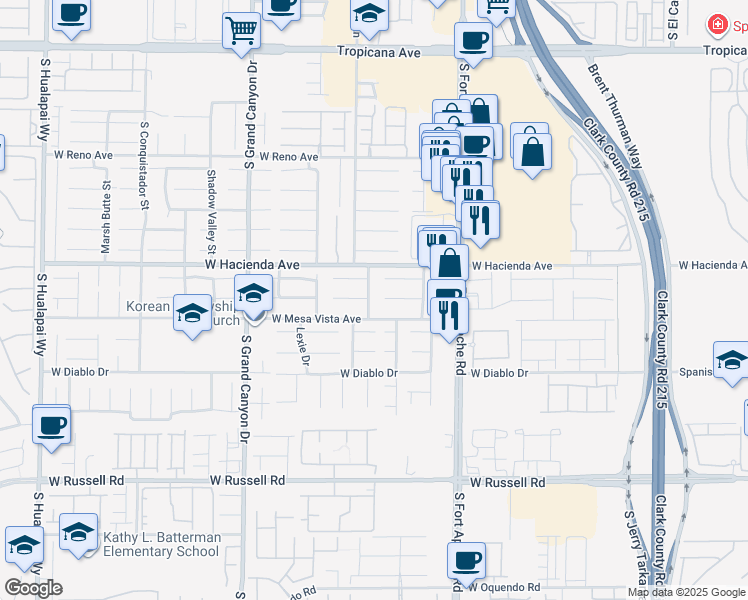 map of restaurants, bars, coffee shops, grocery stores, and more near 5372 Polo Grounds Street in Las Vegas