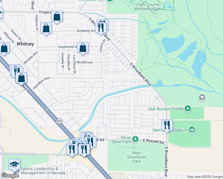 map of restaurants, bars, coffee shops, grocery stores, and more near 5356 Cape Henry Street in Las Vegas