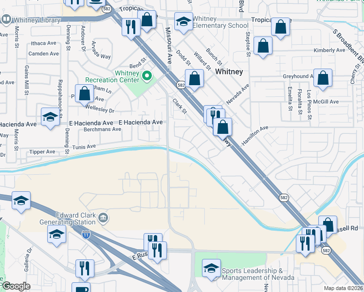 map of restaurants, bars, coffee shops, grocery stores, and more near 5375 Angler Circle in Las Vegas