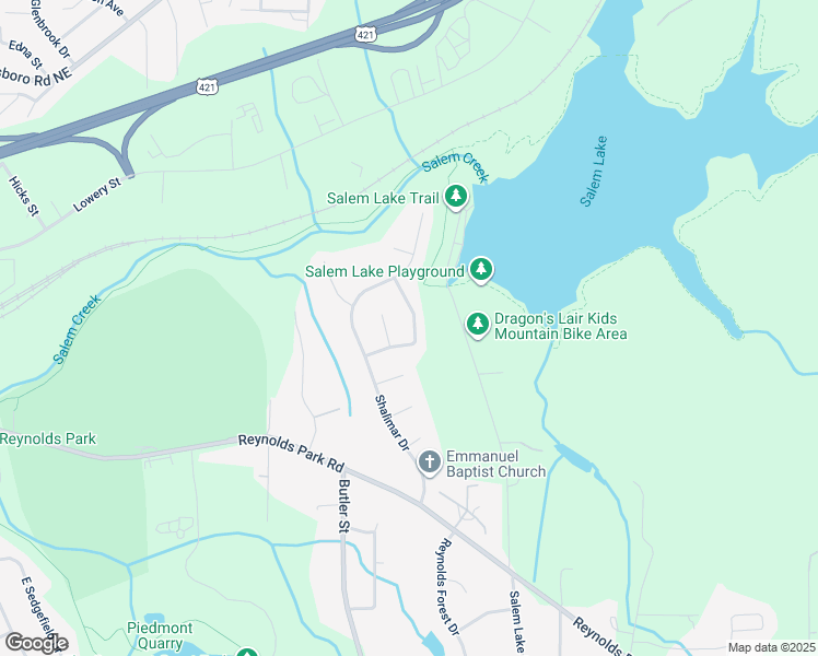 map of restaurants, bars, coffee shops, grocery stores, and more near 1045 Glenmont Road in Winston-Salem