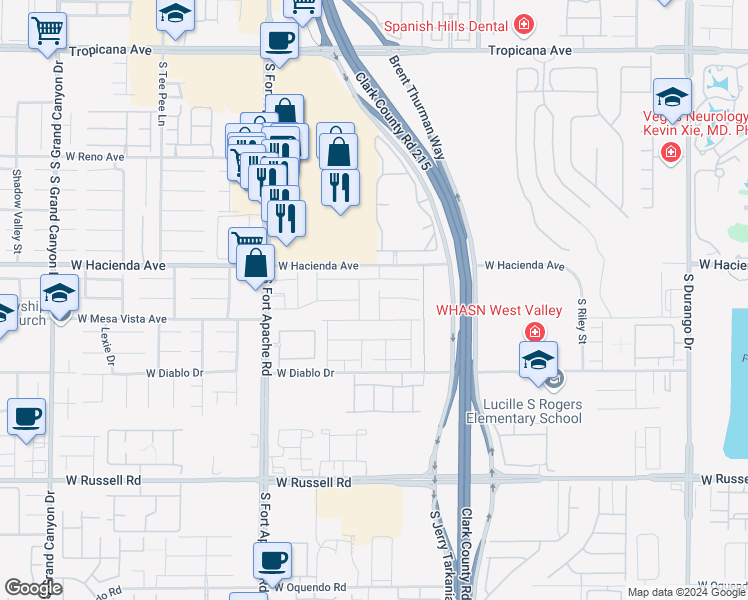 map of restaurants, bars, coffee shops, grocery stores, and more near 5365 Sobles Street in Las Vegas