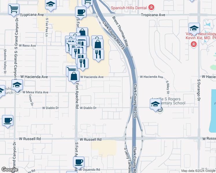 map of restaurants, bars, coffee shops, grocery stores, and more near 5365 Sobles Street in Las Vegas